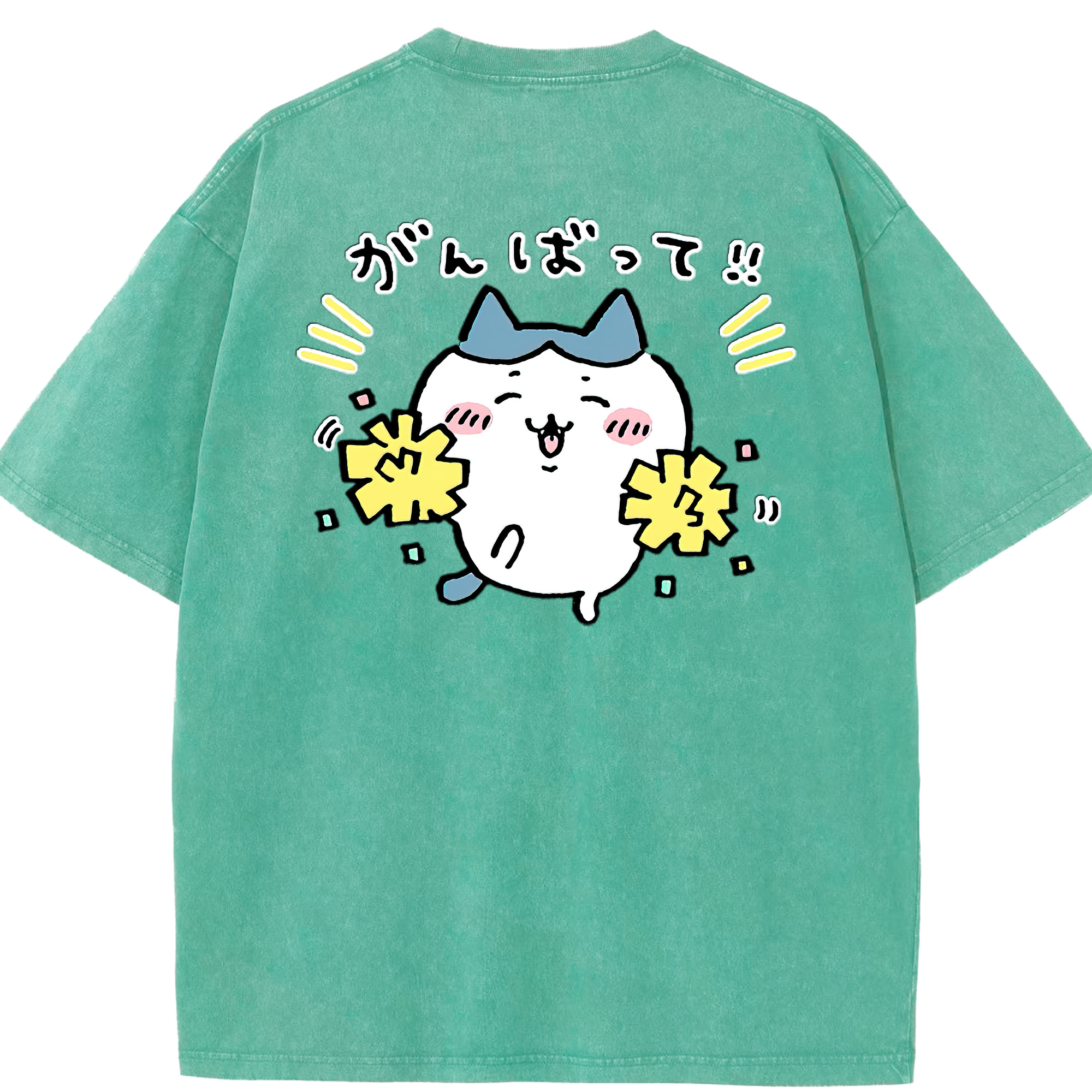 （画像用） ちいかわ ハチワレ Chii-kawa hachiware 綿100% ヴィンテージ風 半袖Tシャツ（背面プリント）